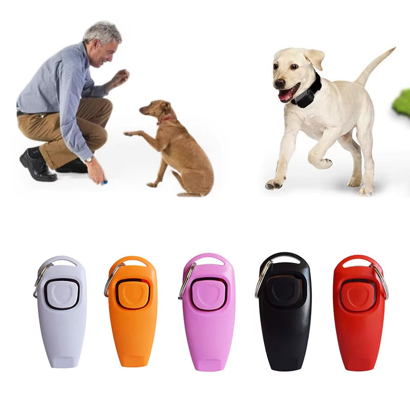 2 in 1 Pet Dog Clicker Dog Training Whistle Clicker Dog Trainer Puppy Stop Barking Training Aid Tool with Key Ring Pet Supplies