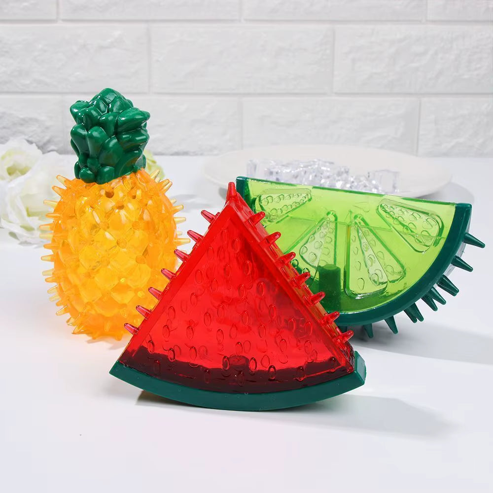 Pet Cooling Chew Toy Reusable Dog Cat Toy Teething Summer Cooling Watermelon Pineapple Lemon Durable Ice Frozen Fruit Shape Toys