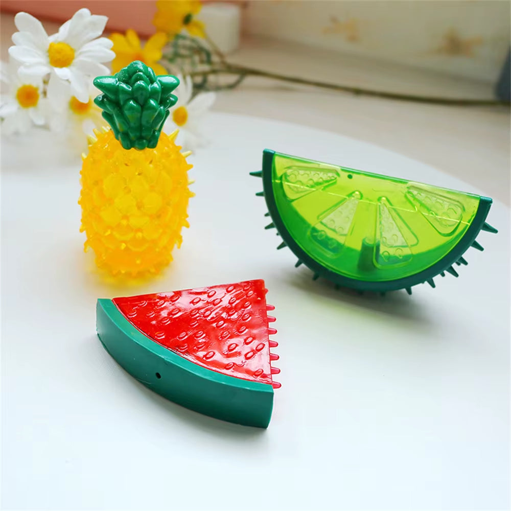 Pet Cooling Chew Toy Reusable Dog Cat Toy Teething Summer Cooling Watermelon Pineapple Lemon Durable Ice Frozen Fruit Shape Toys