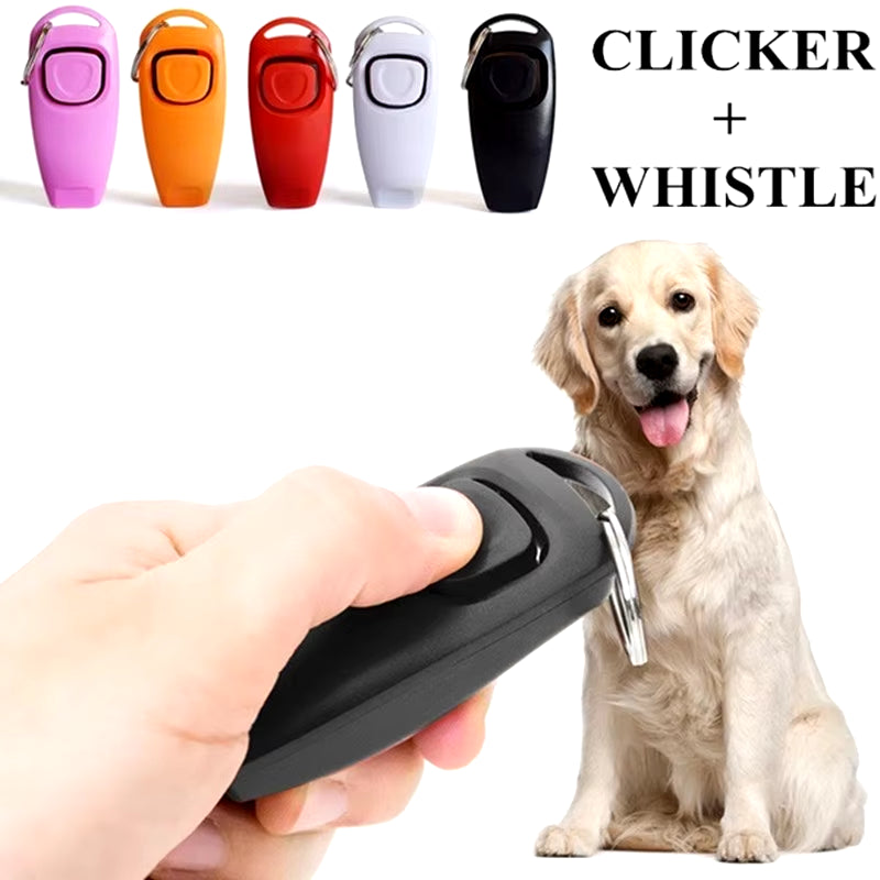 2 in 1 Pet Dog Clicker Dog Training Whistle Clicker Dog Trainer Puppy Stop Barking Training Aid Tool with Key Ring Pet Supplies