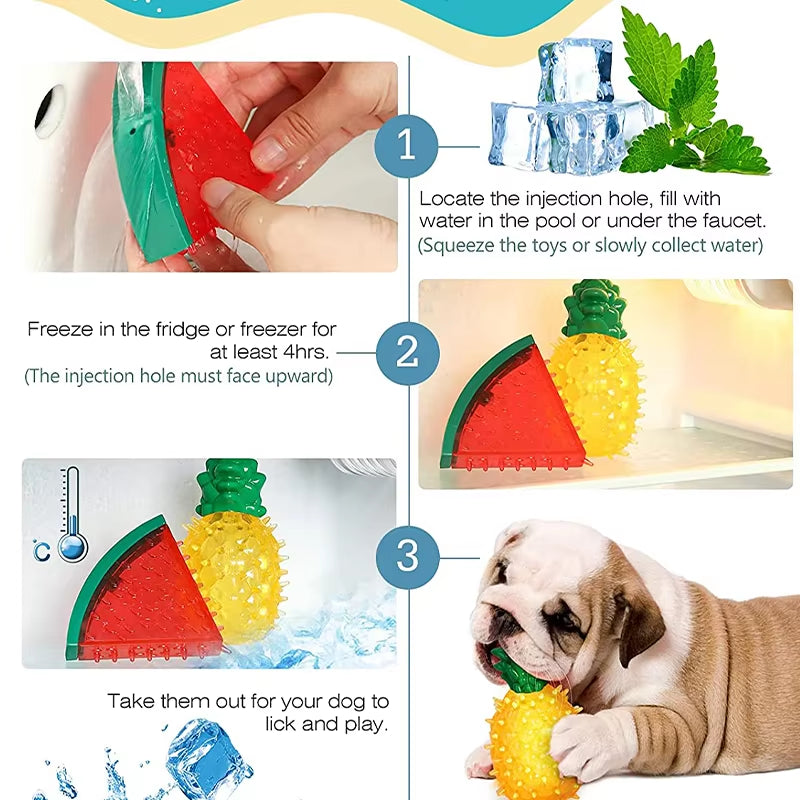 Pet Cooling Chew Toy Reusable Dog Cat Toy Teething Summer Cooling Watermelon Pineapple Lemon Durable Ice Frozen Fruit Shape Toys