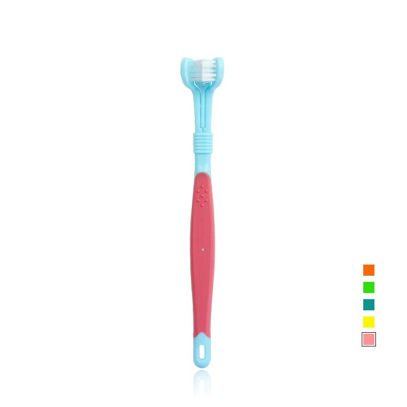 Three Sided Pet Toothbrush Three-Head Multi-Angle Toothbrush Cleaning Dog Cat Brush Bad Breath Teeth Care Tool