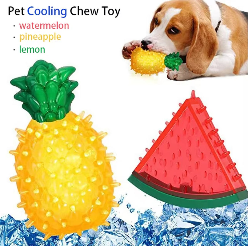 Pet Cooling Chew Toy Reusable Dog Cat Toy Teething Summer Cooling Watermelon Pineapple Lemon Durable Ice Frozen Fruit Shape Toys